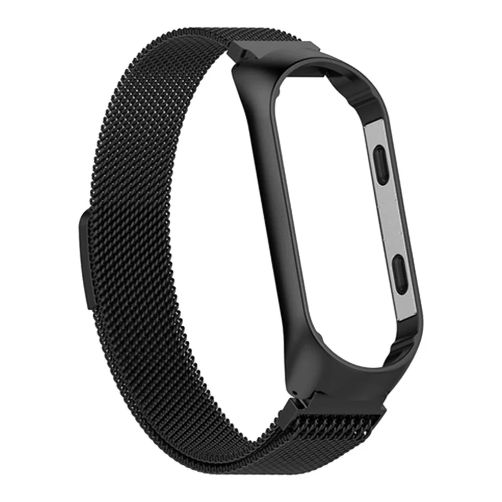 Металлический ремешок для Xiaomi mi Band 3 mi lan ремень Безвинтовой нержавеющий браслет с Чехол-рамкой магнитный браслет для mi Band 4 ремешок - Цвет ремешка: Black