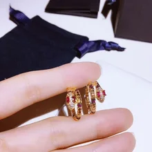 XF горячие медные циркониевые красные глаза серьги-гвоздики в виде змеи 925 серебряные серьги-гвоздики круглые серьги-манжеты египетские дань