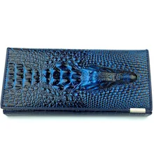 Black Friday Fashion Genuine Leather Women Clutch Wallet 3 Fold Crocodile Head Woman’s Purse Carteras Cellphone Bag