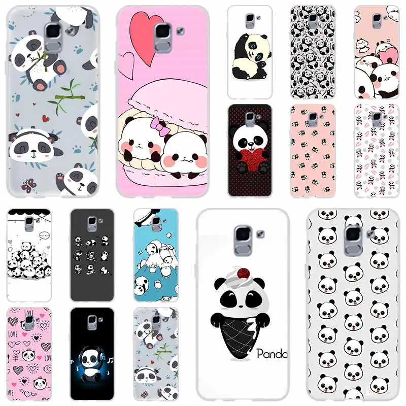 

Smile cute Panda Bear For Phone Case Samsung Galaxy j6 J8 J7 J5 J3 J4 Plus 2018 2017 2016 J610 Prime Soft Silicone Coque