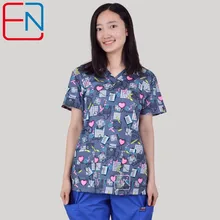 17 дизайнов в медицинский скраб Топы для женщин хирургические скрабы, Скраб Униформа в хлопок Принт бренд hennar