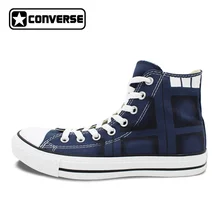 Hand Painted Blue Canvas Shoes Converse Chuck Taylor Design Custom Police Box Athletic Sneakers High Top for Gifts