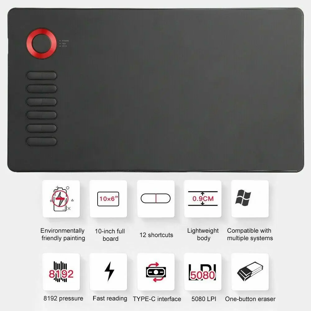 

A15 10 inch Graphic Drawing Board Digital Panel Painting Tablet 5080LPI