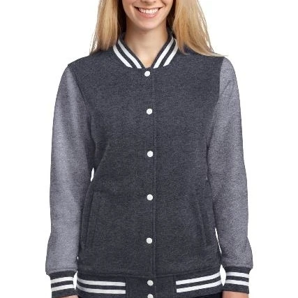 Sport-Tek LST270 Ladies Fleece Letterman Jacket Graphite Heather & Vintage Heather - Small (1)