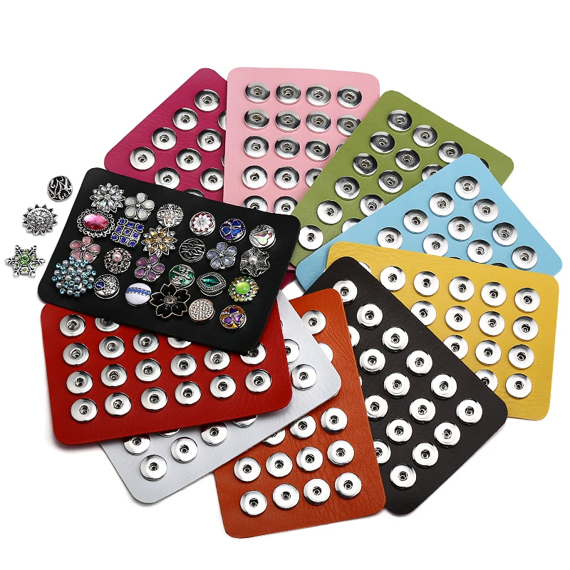 Маленькие 24 шт многоцветные мягкие pu кожаные металлические кнопки дисплей доска унисекс DIY шоу ювелирные изделия подходят 24 шт 18мм-20 мм кнопки