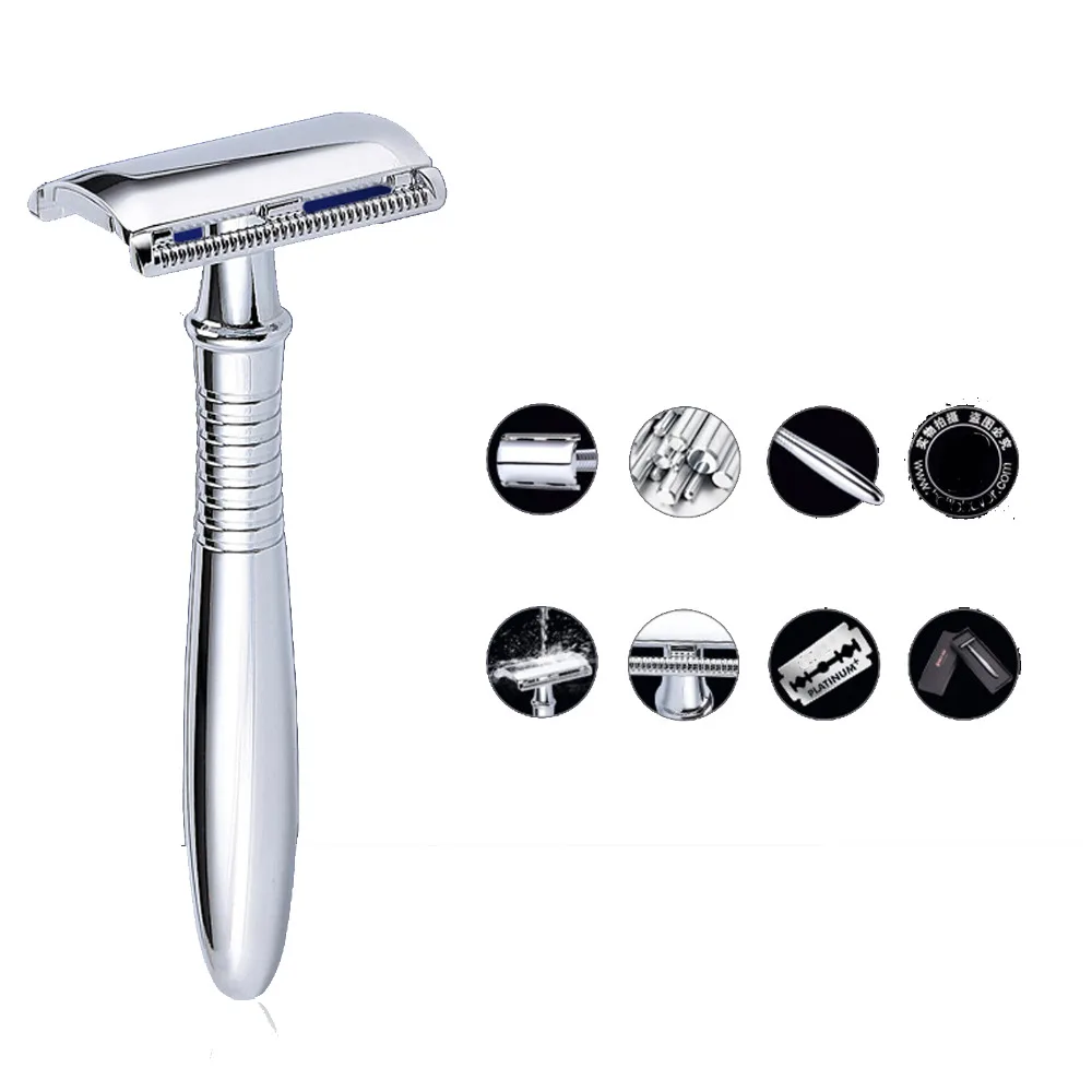 Shaving Razor Holder Men Replaceable Safety Classic Old Style Chrome