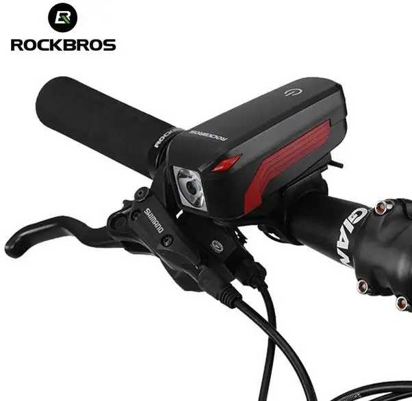 

ROCKBROS Horn 350 Lumen USB Rechargeable MTB Bike Front Light Flashlight Waterproof Electric Bell 2 In 1 Bicycle Light Bike Bell