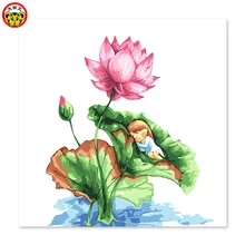 Картина по номерам художественная краска по номерам маленькая девочка на листке лотоса рисование на холсте цифровая краска ing известные краски