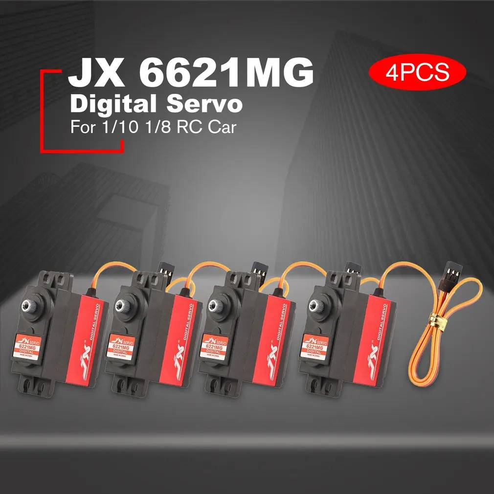 4 шт JX PDI-6221MG металлический Шестерни 4,8 V-6 V 0.16sec/60 цифровой сервопривод высокий крутящий момент алюминии чехол для 1/10 1/8 RC автомобиль/HHK большого самолета