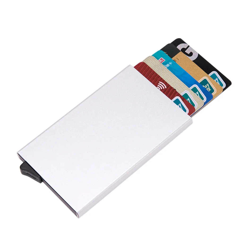 

Credit card package black Business High-Grade Alumina Solid Color Automatic Pop-Up Anti-Theft Bank Card Box ID cards case