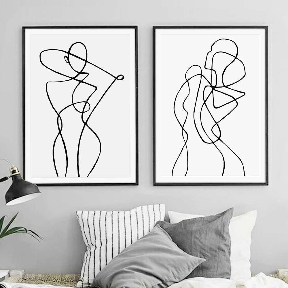 NOOG Curve Woman плакат настенное искусство холст живопись черный белый Рисунок живопись плакаты и принты настенные картины для спальни Декор