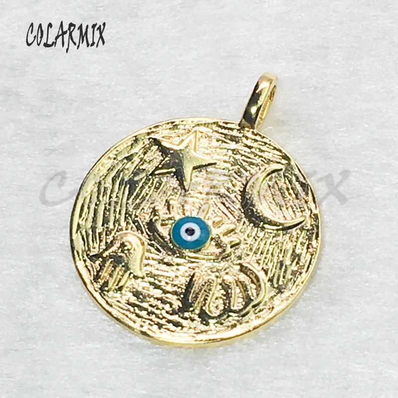 

10 pieces round pendants necklace golden piece pendants accessories for women trendy jewels for lady gift jewelry 5641