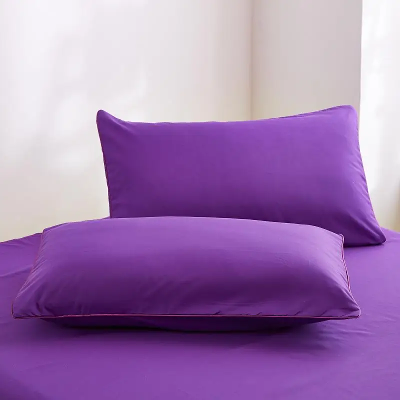 Bonenjoy Серый Фиолетовый Комплект постельного белья King size хлопок смесь простыня набор один пододеяльник двойной размер сплошной равномерный цвет постельное белье