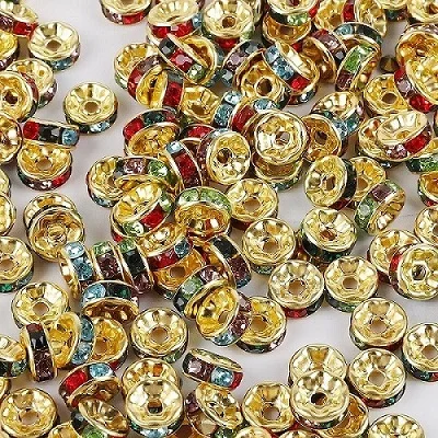 6mm Gold Silver Color Crystal Beads Rhinestone Rondelles Loose Spacer Beads for Jewelry Making DIY Bracelet