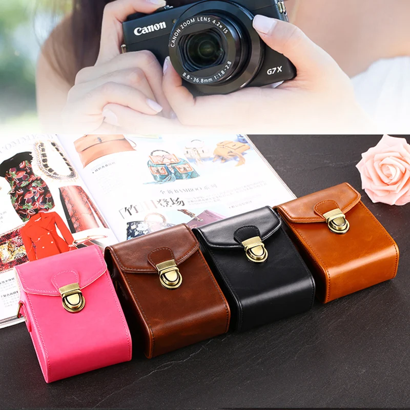 PU Leather Digital Camera Bag Case For Panasonic Lumix DC TZ90 TZ100
