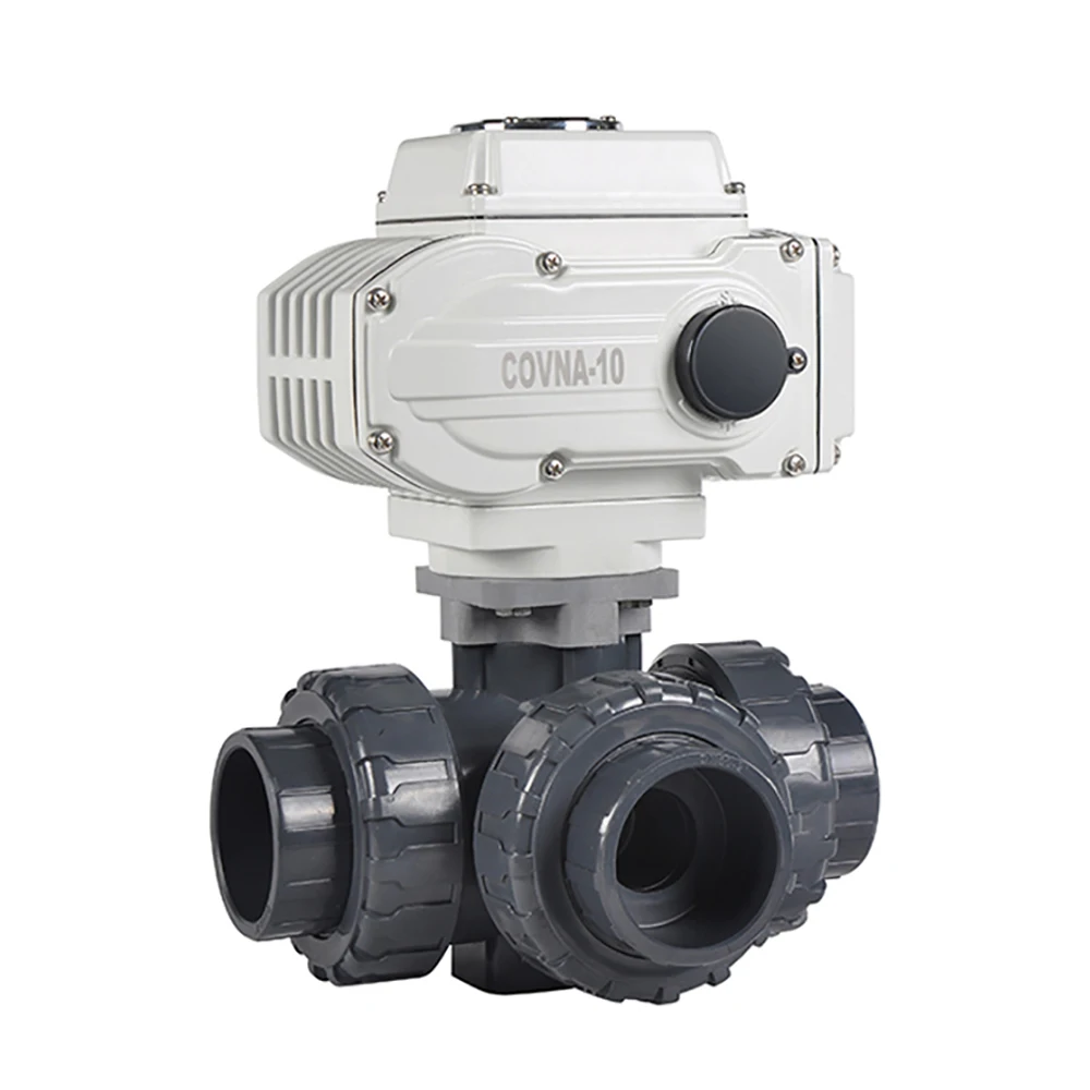 DN25 " Общие Применение 3 Way двойное соединение экономического Пластик НПВХ ПВХ Электрический привод моторизованный шаровой клапан AC/DC24V 220 V