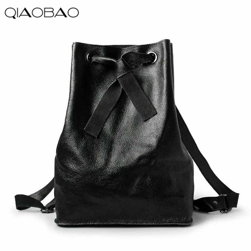 QIAOBAO 100 Natural Cowhide Leather Backpack Fashion Backpack Mochila Feminina Large Girl Schoolbag Travel Bag Lover