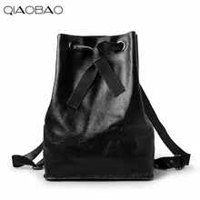 QIAOBAO 100% Натуральная Воловья Кожа Рюкзак Моды Рюкзак Mochila Feminina Большой Девушки Школьный Сумка Любовник рюкзак