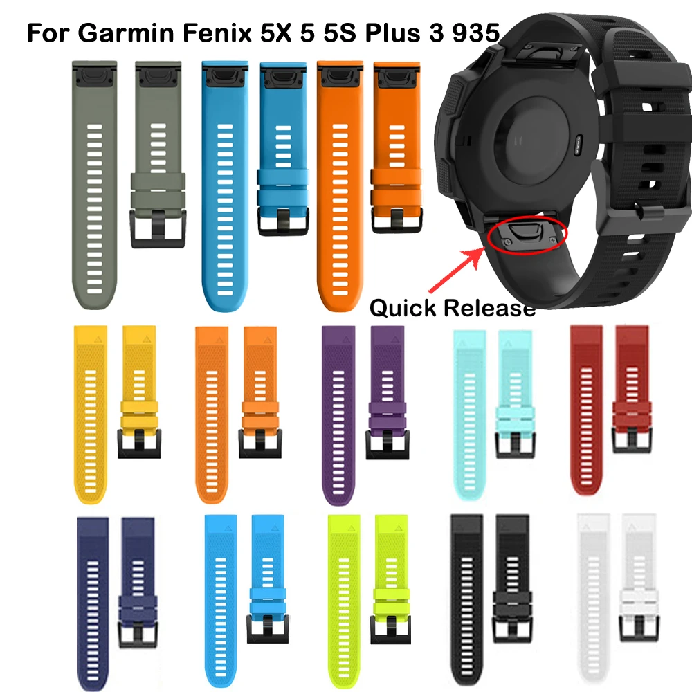 22 мм ремешок для Garmin fenix 5 Forerunner 935 20 26 мм силиконовый ремешок для часов Garmin fenix 3 3HR 5S 5X ремень