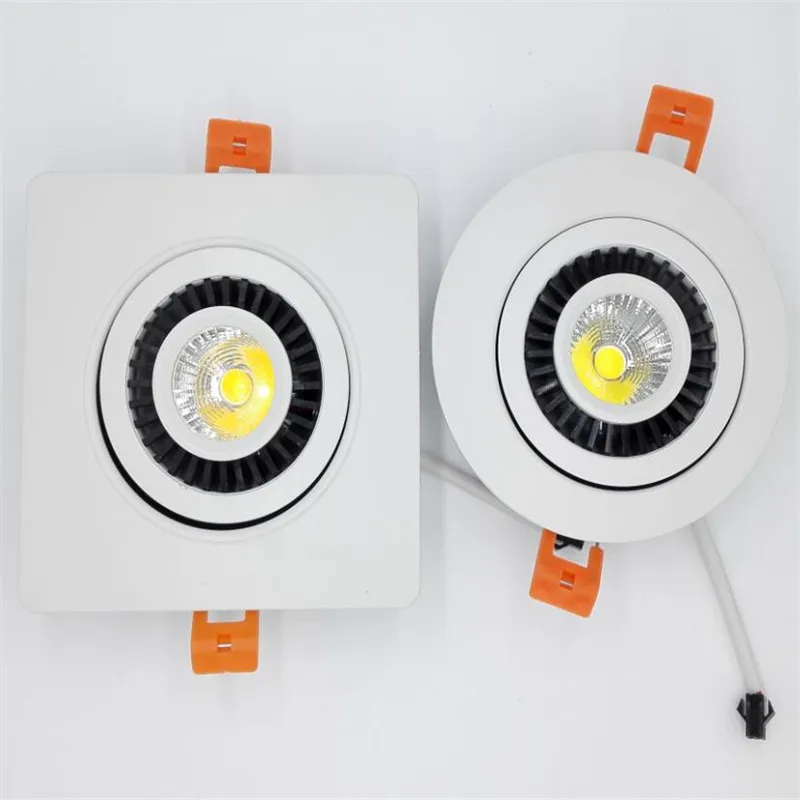 

Free Shipping High Qualty Dimmable 15W COB LED downlight square 15W LED ceiling down lamp white shell led recessed light 85~265V