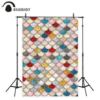 

Allenjoy photography backdrop mermaid colorful scale princess portrait birthday party background photophone studio decor prop