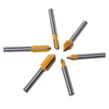 

6Pcs/Set Core Box Router Bits 1/4" Shank Line Knife Woodworking Cutter Tenon Cutter for Woodworking Engraving Tools