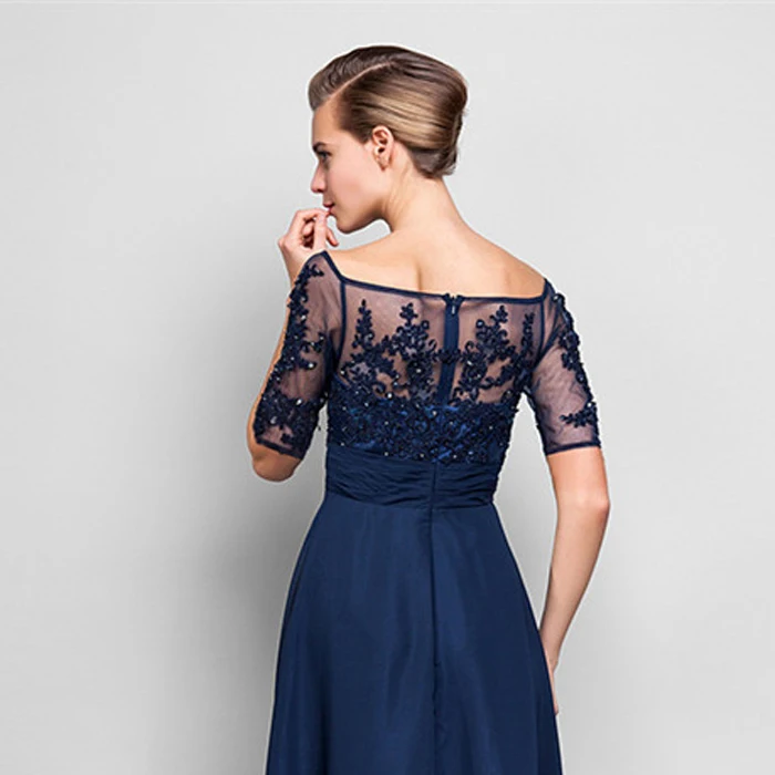 navy blue boat neck dress