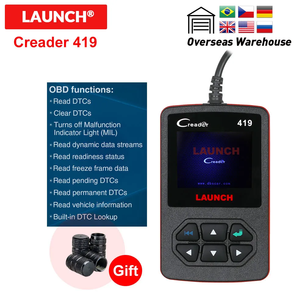 

Launch CReader 419 OBD2 Code Reader Diagnostic Scanner for car with Manufacturer Specific DTCs online update CR419 same as AL319
