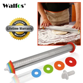 

WALFOS 1 Pcs 44CM Adjustable Length Fondant Roller Pin Roller Pin Cake Dough Roller Pin Stainless Steel Bakeware Tools