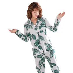2019 для женщин пижамы наборы для ухода за кожей прекрасный Домашняя одежда с длинным рукавом хлопковые Удобные Свободные Досуг