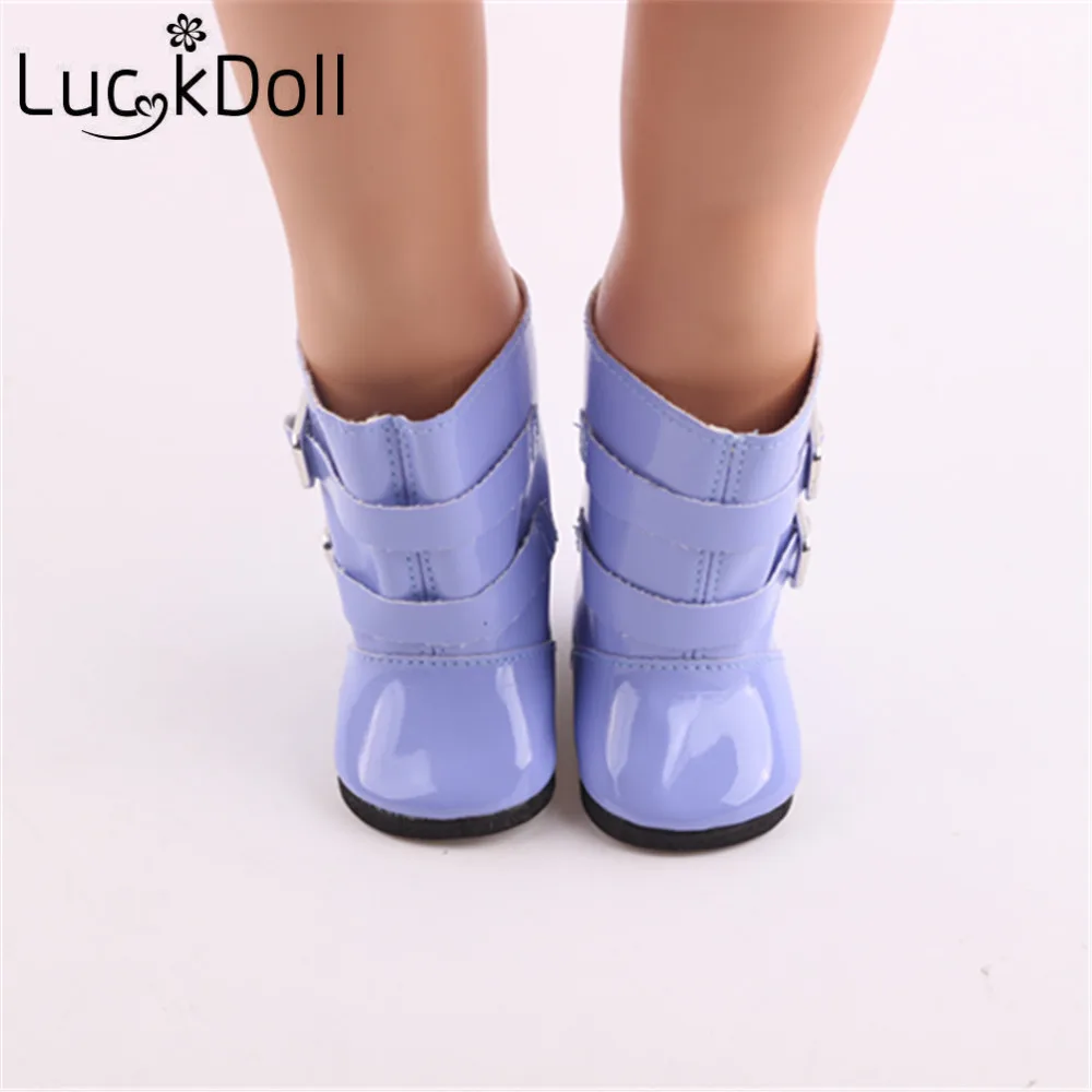 LUCKDOLL 7 пар сплошной цвет дождь BootsFit 18 дюймов Американский 43 см Кукла Одежда Аксессуары для девочек поколение подарок на день рождения