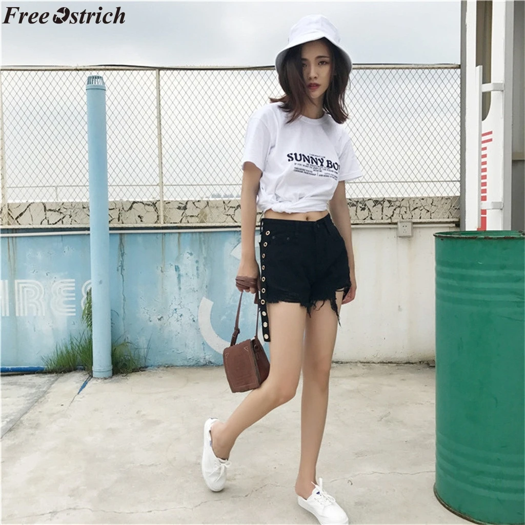Бесплатная доставка OSTRICH 2019 летние женские джинсовые шорты с высокой талией