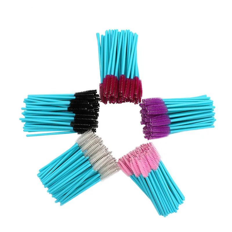 

Mix Color 1000pcs Disposable Makeup Eyelash Brushes Mascara Brush Applicator Wand Eyelash Brow Comb Brushes Blue Make Up brushes