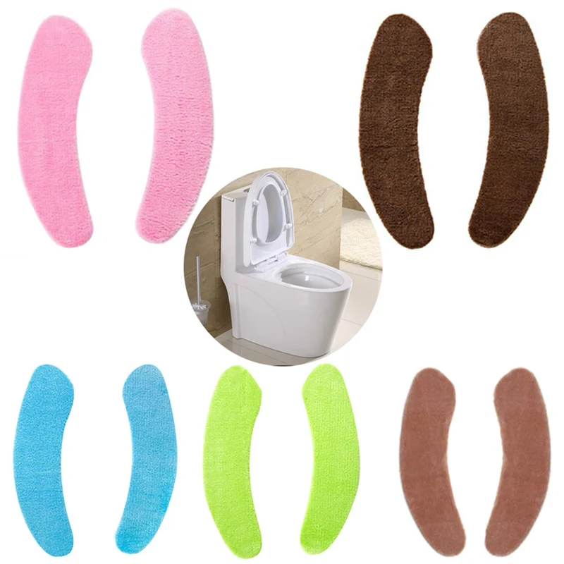 1Pair Portable Warm Plush Paste Toilet Mat Bathroom Toilet Stickers