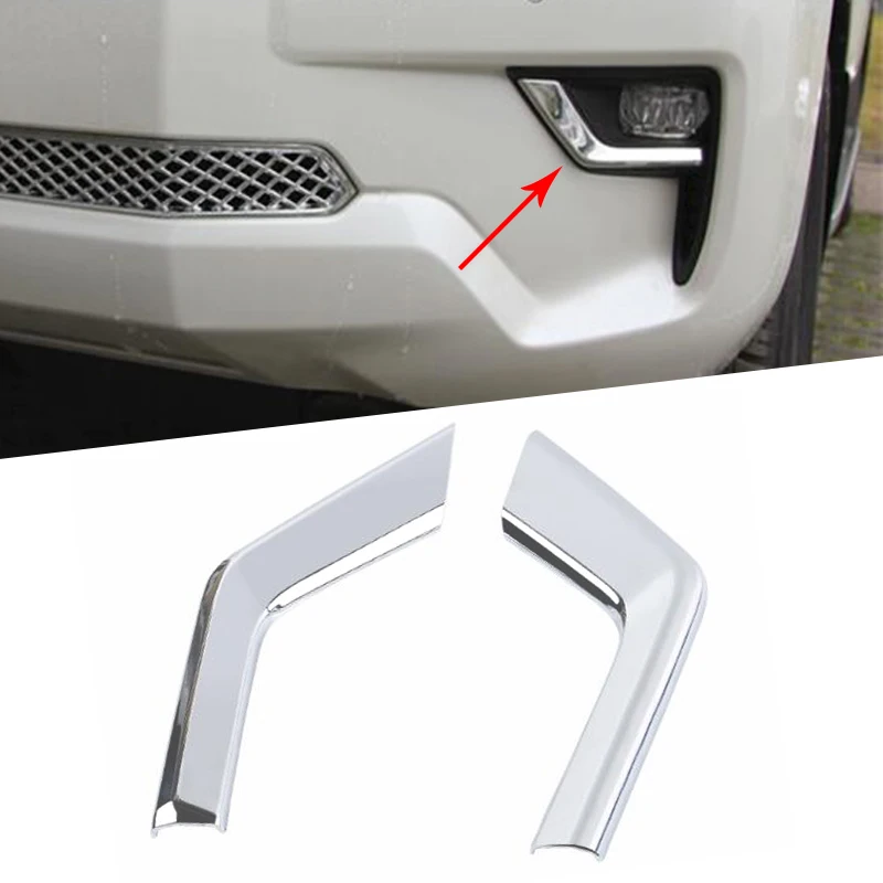 For Toyota Land Cruiser Prado LC150 2018 ABS Chrome Front Fog Light Eyelid Eyebrow Cover Trim Foglight Lamp Exterior Protective |