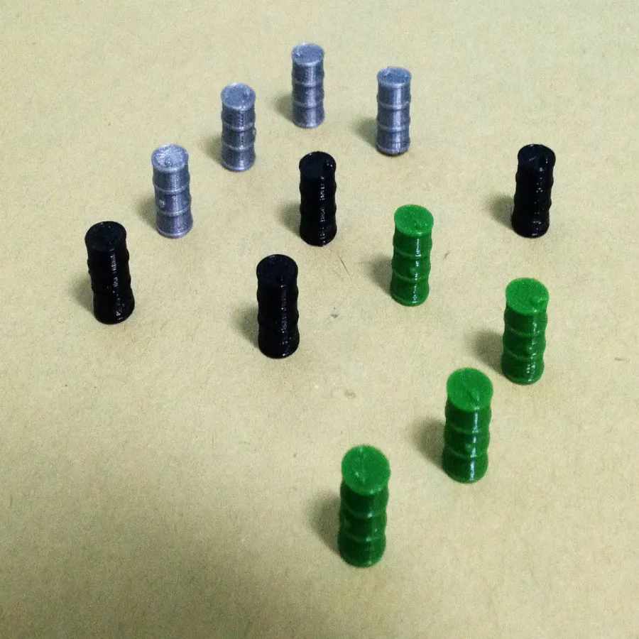 12pcs/lot Train railway model scene HO ratio 1:87 three-color oil drum |