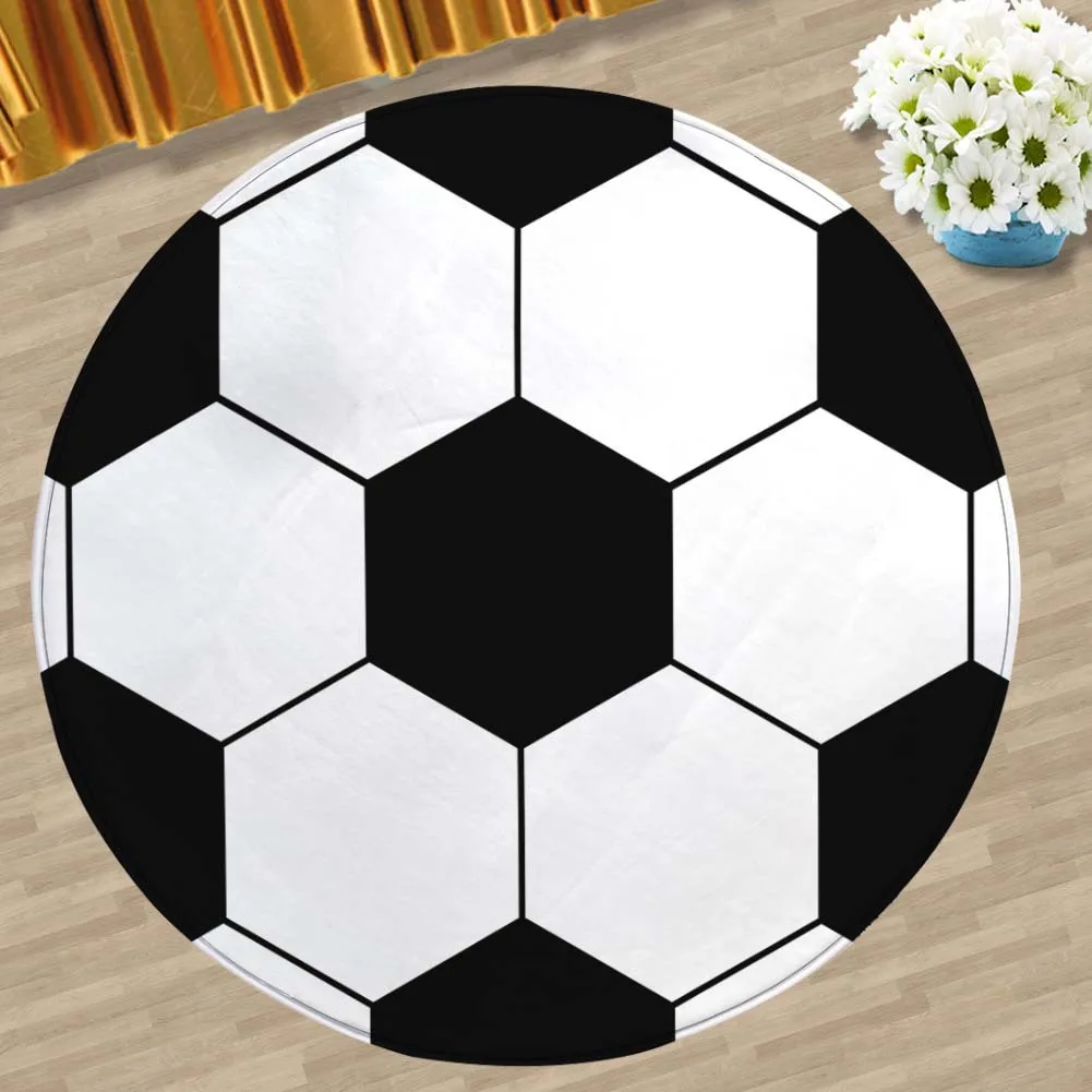 

Round Football Carpet Decorative Rug Super Soft Flannel Yoga Mat Non-slip Absorbent Floor Mat Tea Table Mat