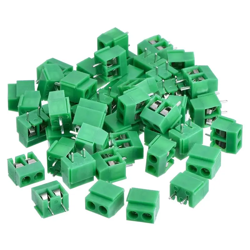 50 Pieces 2 Pin 5 mm Pinch PCB Mount Screw Terminal Block Connector