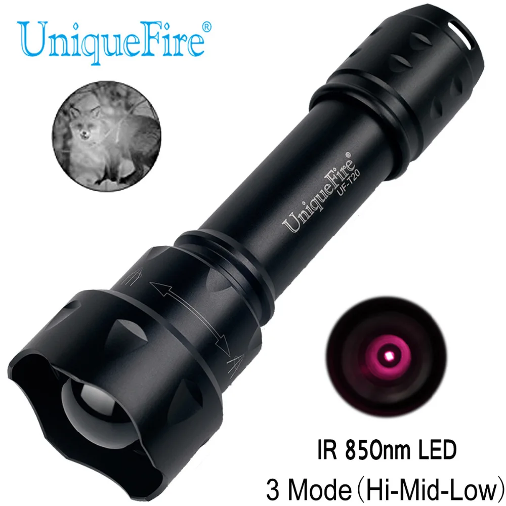 UniqueFire T20 IR 850nm 3 Modes LED Night Vision Zoom Focus