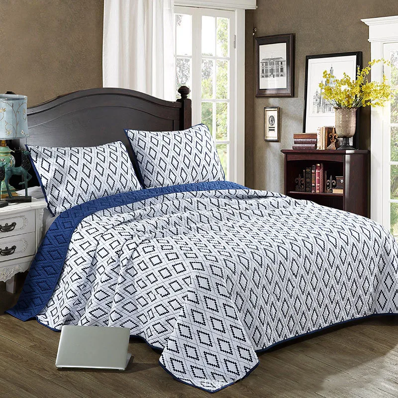 CHAUSUB Quality Cotton Bedspread Quilt Set 3PCS Embroidered Quilts