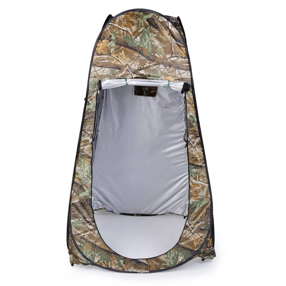 Portable Waterproof 180T Tent Foldable Shower Tent Beach Fishing Shower Outdoor Camping Toilet Tent With Carrying Bag Camouflage