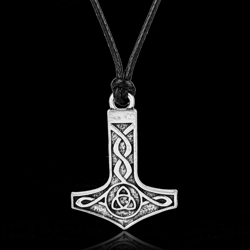 

Thor Hammer Mjolnir Vintage Silver Viking Amulet Hammer Scandinavian Pewter Protection Pendant Necklace Norse Cosplay Gifts