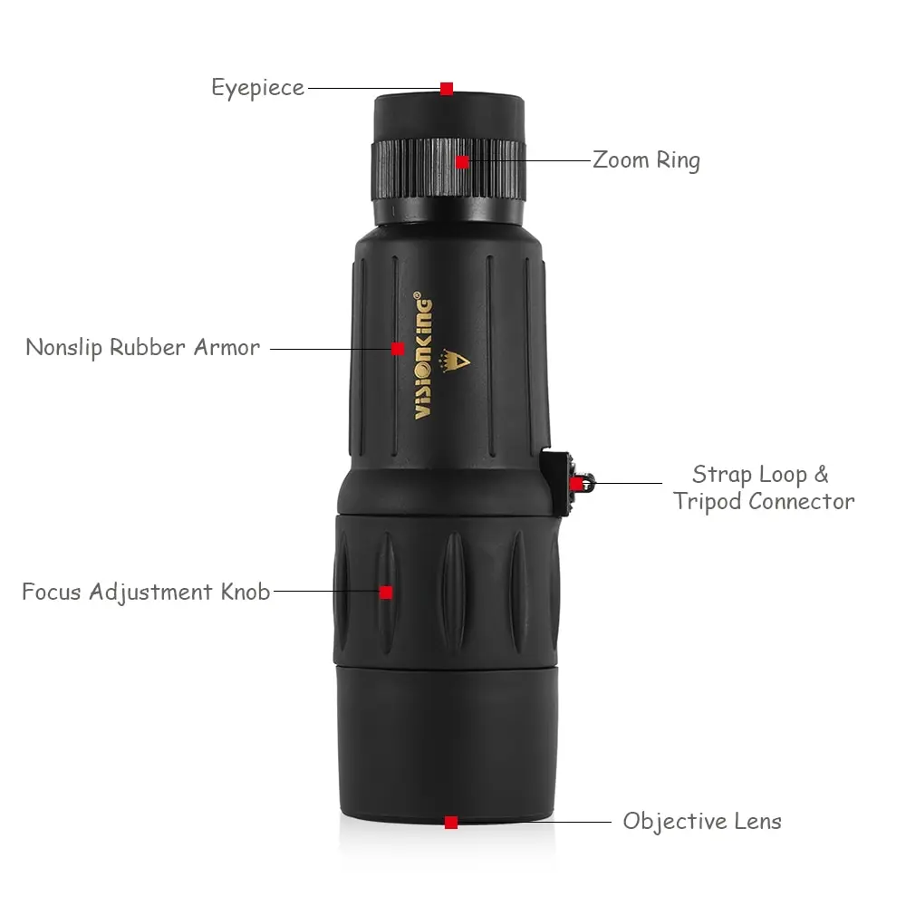 Visionking 10-25X42 с фокусирующей оптикой для наблюдения точечных целей Портативный Водонепроницаемый ближнего фокуса Регулируемый монокулярный телескоп с трансфокатором для охота на птиц