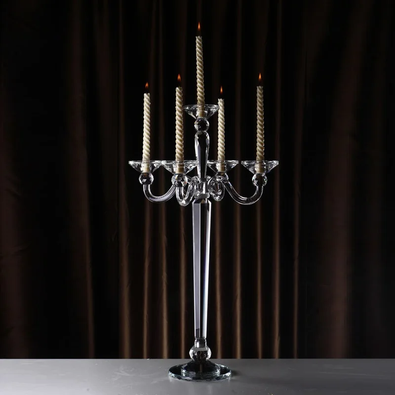 

Candle Holders Crystal 74cm 5 arms Handmade Moroccan Decor Wedding Centerpieces for Tables Glass Candelabra Ornamentation