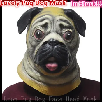 

Free shipping Halloween Party Cosplay Lovely Shar Pei Dog Latex Mask Adult Costume Prop Pug Mask Cute Dog Mask