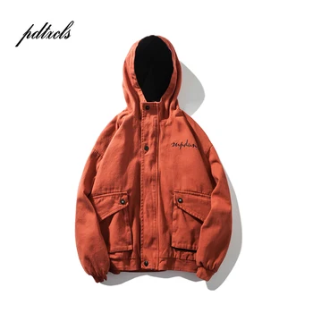

New Vintage Japanese Style Winter Letter Embroidery Fashion Men Hooded Jackets Streetwear Casual Solid Zipper Coats Big Size 5XL