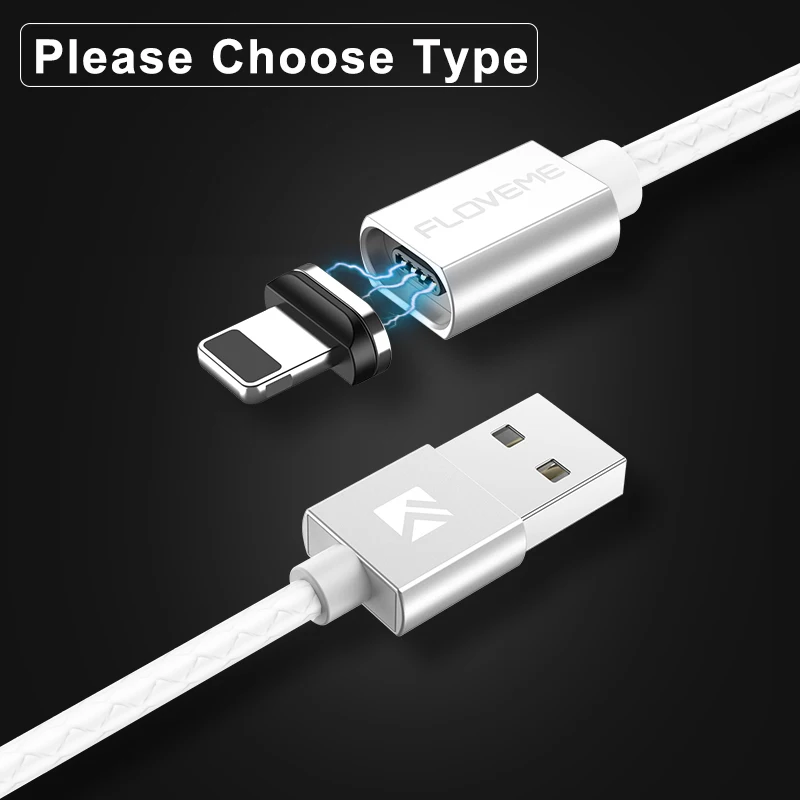 FLOVEME 3A Магнитный usb type-C кабель для iPhone 7/8/XR/XS Micro USB кабель Быстрая зарядка зарядное устройство кабель для samsung Xiaomi huawei - Цвет: White Color Cable