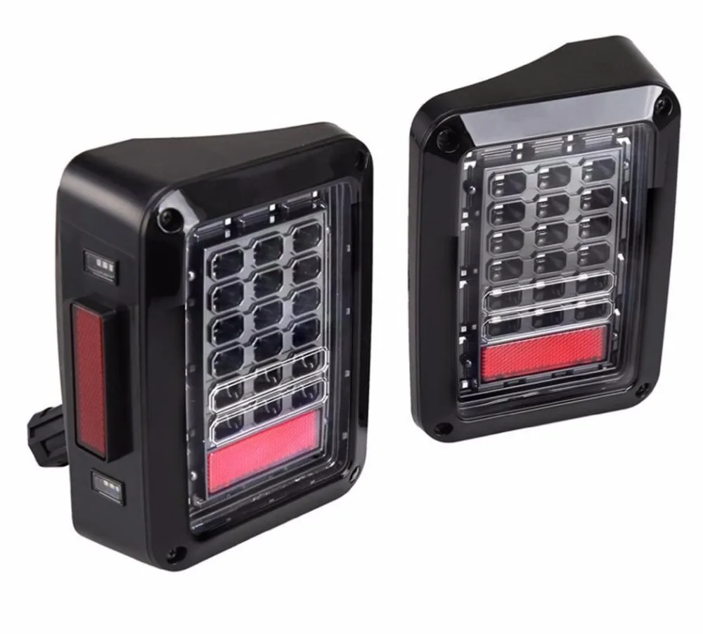 

2x EU Standard Snake Style Car Left LED Rear Reversing Brake Light Turn Signal Tail Light For Jeep Wrangler JK 2007 - 2016