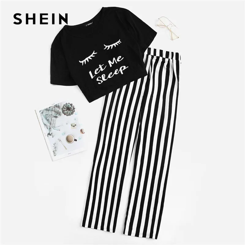 shein black and white pants