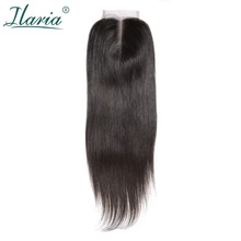 ILARIA волос бразильский Прямо Реми натуральные волосы закрытия шнурка с ребенком волос 4x4 отбеленные узлы средняя часть часть 3 часть